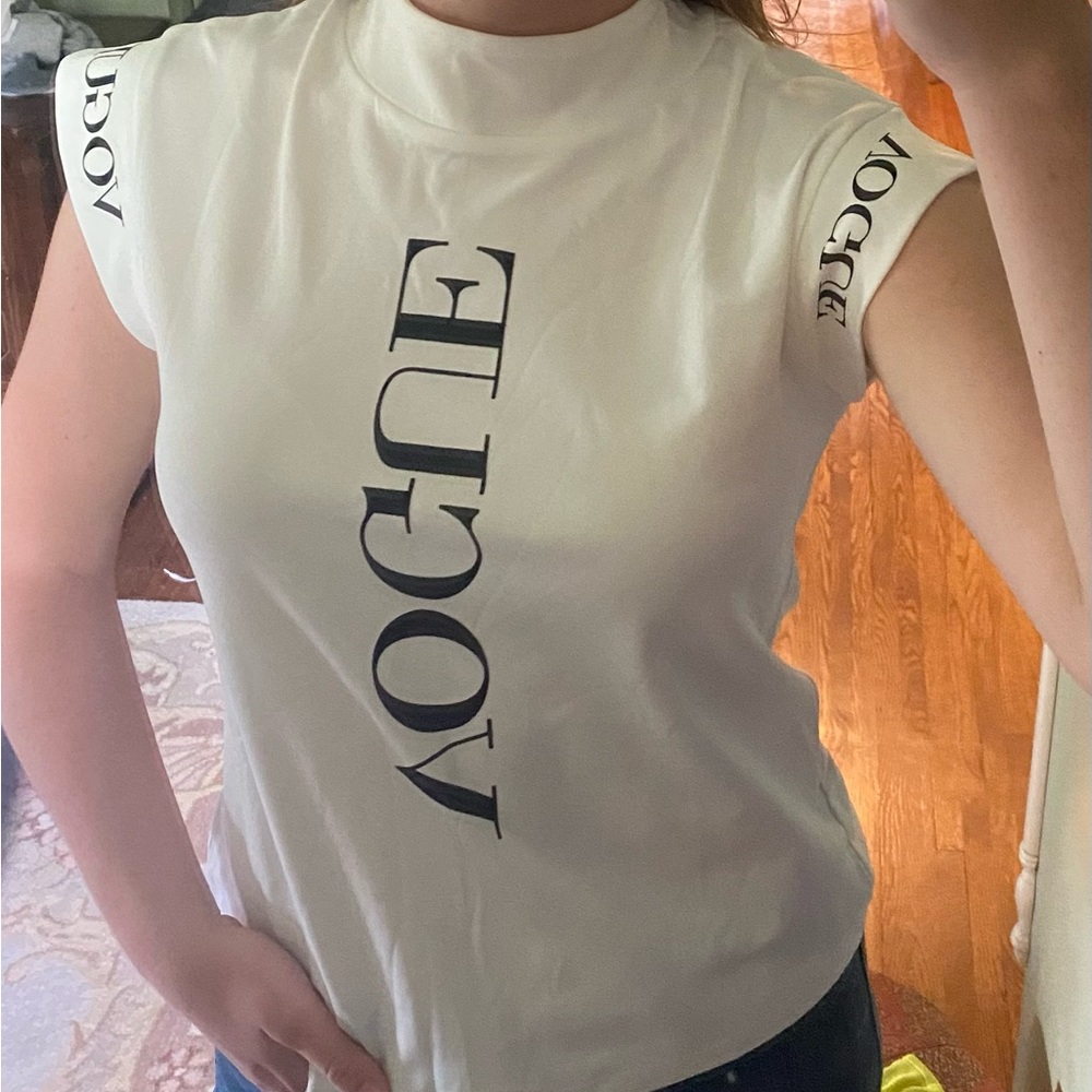 White VOGUE Long Tank Top